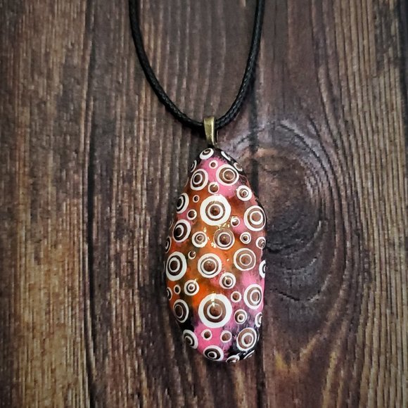 Hand Painted Dot Art Pendant - Picture 10 of 10